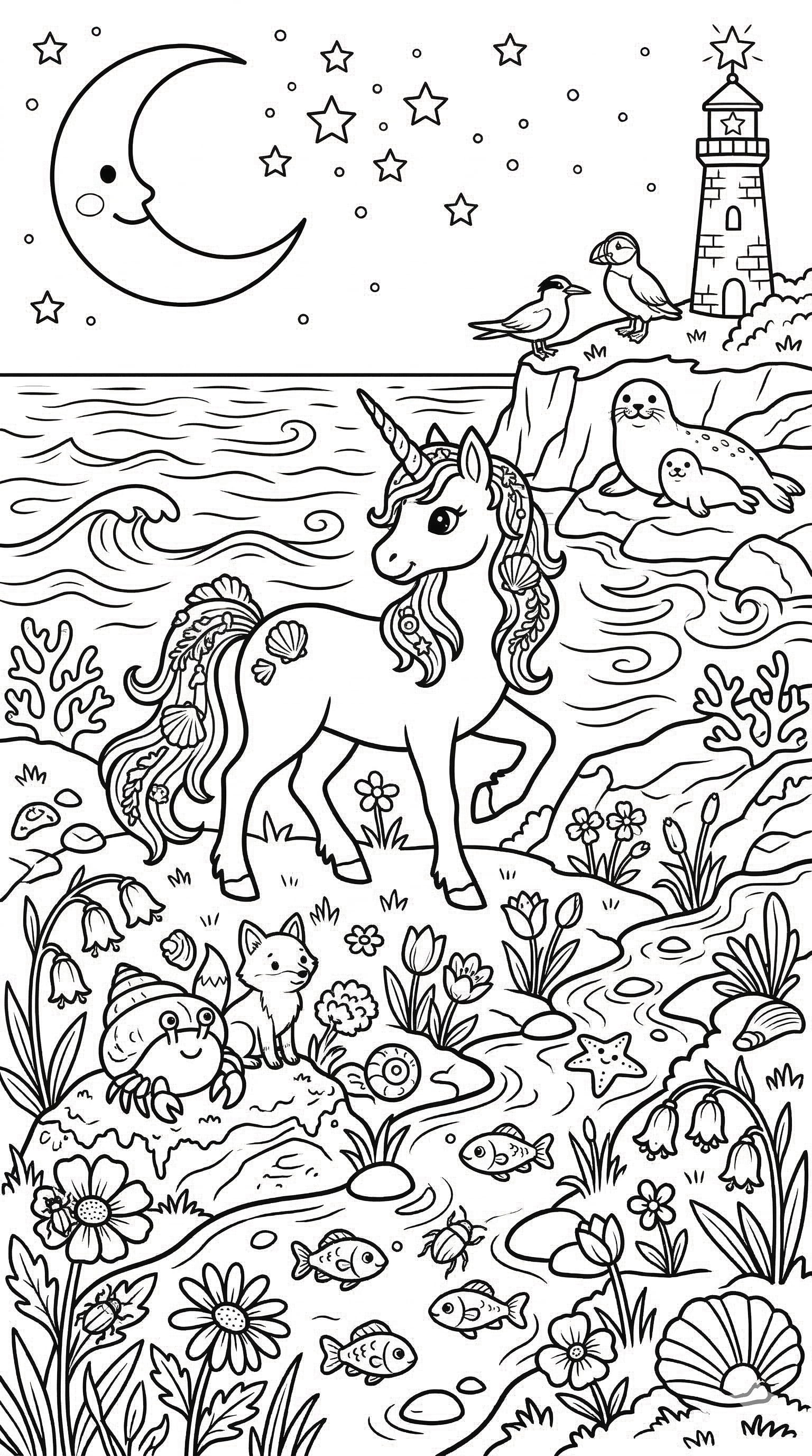 Einhorn Galopp als kostenloses Ausmalbild für Kinder